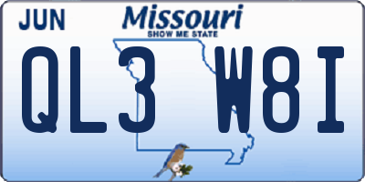 MO license plate QL3W8I