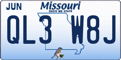 MO license plate QL3W8J