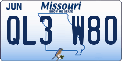 MO license plate QL3W8O