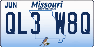 MO license plate QL3W8Q