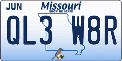 MO license plate QL3W8R