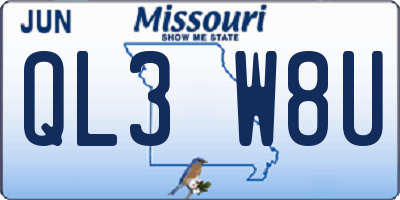 MO license plate QL3W8U
