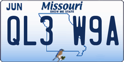 MO license plate QL3W9A