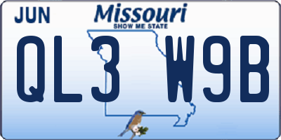 MO license plate QL3W9B