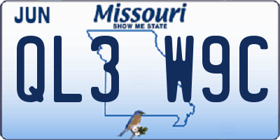 MO license plate QL3W9C