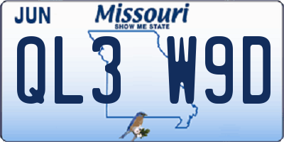 MO license plate QL3W9D