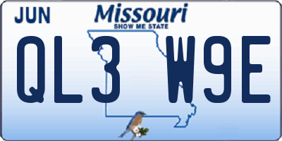 MO license plate QL3W9E