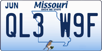 MO license plate QL3W9F