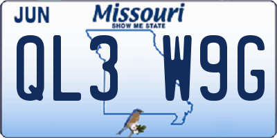 MO license plate QL3W9G