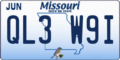MO license plate QL3W9I