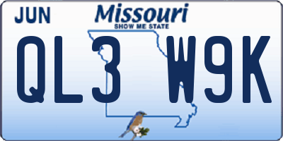 MO license plate QL3W9K