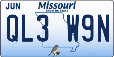 MO license plate QL3W9N