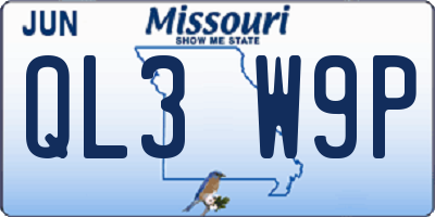 MO license plate QL3W9P