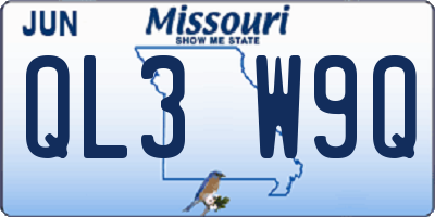 MO license plate QL3W9Q