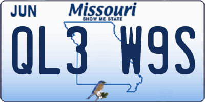 MO license plate QL3W9S
