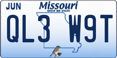 MO license plate QL3W9T