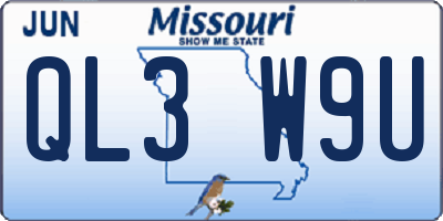 MO license plate QL3W9U