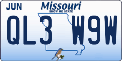 MO license plate QL3W9W