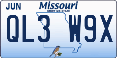 MO license plate QL3W9X