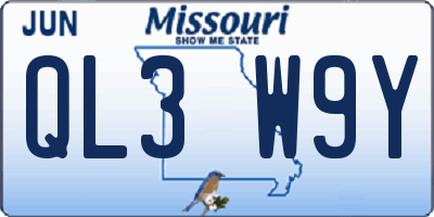MO license plate QL3W9Y