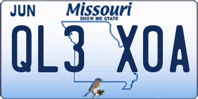 MO license plate QL3X0A