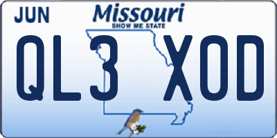 MO license plate QL3X0D