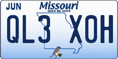 MO license plate QL3X0H