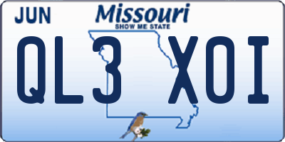 MO license plate QL3X0I
