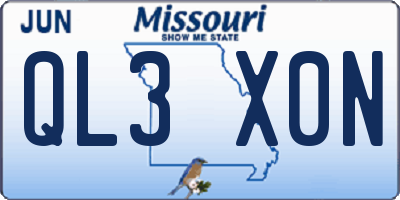 MO license plate QL3X0N