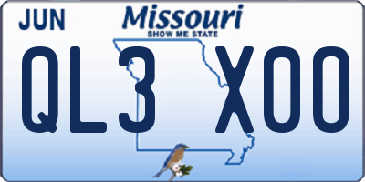 MO license plate QL3X0O