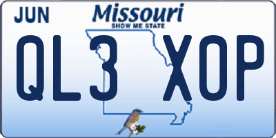 MO license plate QL3X0P