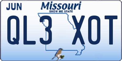 MO license plate QL3X0T