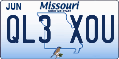 MO license plate QL3X0U