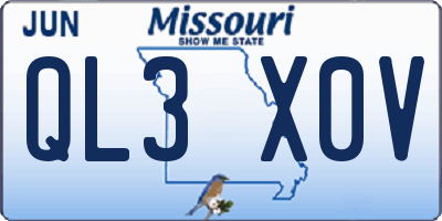 MO license plate QL3X0V