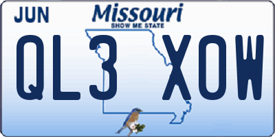 MO license plate QL3X0W