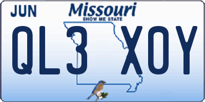 MO license plate QL3X0Y