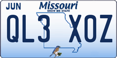 MO license plate QL3X0Z