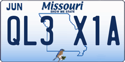 MO license plate QL3X1A