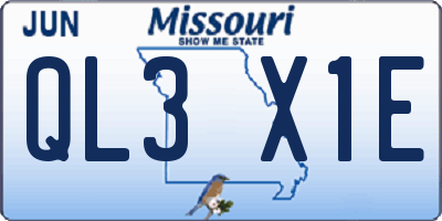 MO license plate QL3X1E