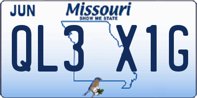 MO license plate QL3X1G