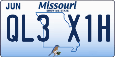 MO license plate QL3X1H