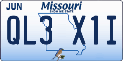 MO license plate QL3X1I