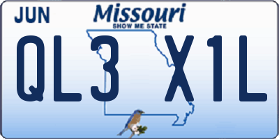 MO license plate QL3X1L