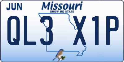 MO license plate QL3X1P
