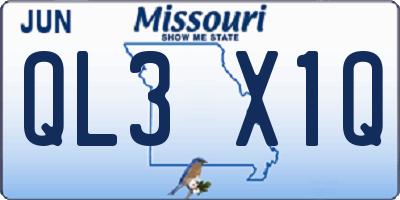 MO license plate QL3X1Q