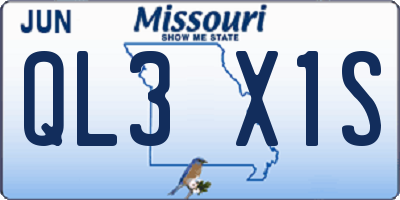 MO license plate QL3X1S