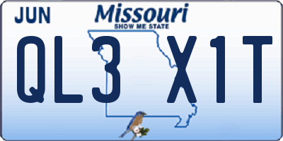 MO license plate QL3X1T
