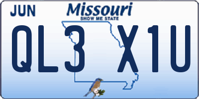 MO license plate QL3X1U