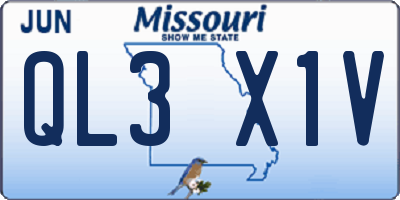MO license plate QL3X1V