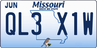 MO license plate QL3X1W